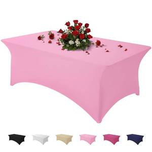 lot 8046 image: Famstar Table Cloth Pink 4FT Spandex Tablecloth for Rectangle Fitted Table Cloths Stretch Covers Washable Wrinkle Free Tablecloths for Festival Camping Picnic Wedding Party