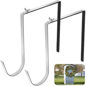 lot 8047 image: 2 Pcs Christmas Headstone Wreath Hanger- Fit 6-11 Adjustable Cemetery Tombstone Wreath Holder- Stainless Steel Cemetery Gravestone Wreath Stand for Christmas Easter Memorial Day Gravestone Decoratio