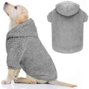 lot 8053 image: Fuzzy Dog Hoodie Dog Sweaters for Large Dogs Soft Double-Sided Plush Fleece Sweater Clothes Coats Hoodie Sherpa Hooded Sweatshirt(Grey-L)