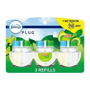lot 8442 image: Febreze Plug In Air Freshener, Odor-Fighting Scented Oil Refill, Air Fresheners for Home and Bathroom and Kitchen, Long Lasting for Strong Odors, Gain Original Scent, 0.87oz Refills, 2 Count