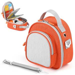 lot 8445 image: Carrying Case Compatible with Yoto Mini (2024 Edition),30 Cards Storage Bag with Handle and Shoulder Strap, Travel Storage box for Player & Headphone Accessories (Orange)
