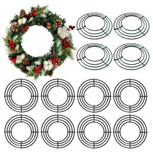 lot 8448 image: Thealyn 12 Pack 8 Metal Wreath Frame Wire Wreath Rings for Christmas New Year Party Home Decor DIY (Green)