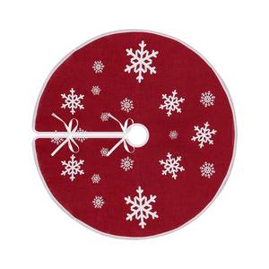 lot 8450 image: Christmas Tree Skirt, 30 Inch Red Tree Skirt, Burlap Tree Skirt with White Snowflake Small Tree Mat, Farmhouse Christmas Decorations for Holiday Party Home Decor Indoor Outdoor B1