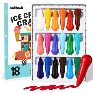 lot 8457 image: RuiHawk Jumbo Crayons for Toddlers, 18 Pack Washable Non-Toxic Crayons Set with Coloring Pages, Easy-Grip Unbreakable Art Supplies for Preschool, Christmas Stocking Stuffers Gift for Ages 1-3, 2-4