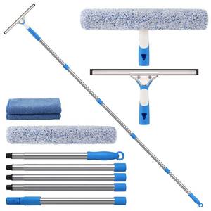 lot 8466 image: Mitclear 6.5 Feet Window Cleaning Kit with Extension Poles, Window Cleaner Tool with 14���� Silicone Squeegee, 14���� Microfiber Scrubber & Cloth, Window Washing Equipment for IndoorOutdoor Windows