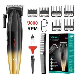 lot 8467 image: VGR 003 Fresh Fade Hair Clipper, Professional Hair Trimmer, CordCordless Rechargeable Hair Cutting Tools with LED Display, 9000 RPM Barber Clippers, Gold