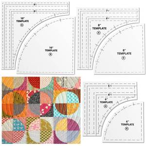 lot 8472 image: Kigley 3 Set Drunkards Path Quilting Templates Large Quilting Rulers and Templates for Cutting Patterns with 14 Seam Allowance Supplies for DIY Craft(Clear,10, 8, 6 inch)