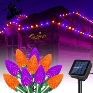 lot 8478 image: ITICdecor Christmas Decorative Solar Lights Outdoor Waterproof Orange Purple String Lights 31 Ft 50 LED Strawberry Solar Garden Lights Yard Camper Christmas Halloween Carnival Decoration