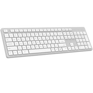 lot 9477 image: LeadsaiL Wireless Keyboard, 2.4GHz Full-Sized Ergonomic Computer Keyboard, Cordless Noiseless Keyboard,12 FN Shortcuts for Windows MacOS Laptop Computer - White and Grey