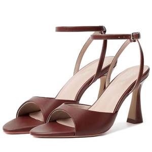 lot 9480 image: Susanny Brown Heels for Women Pointed Open Toe Strappy Chunky Block High Heels Ankle Strap Stiletto Kitten Heeled Sandals Wedding Bridal Party Prom Sexy Dress Shoes 10