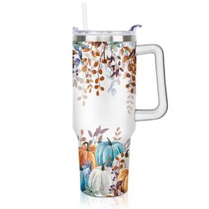 lot 9490 image: ZNYYZYBA 40 oz Fall Tumbler with Lid and Straw, Stainless Steel Insulated Fall Pumpkin Tumbler 40 oz, Reusable Leak Proof Pumpkin Cup, Fall Gifts for Women