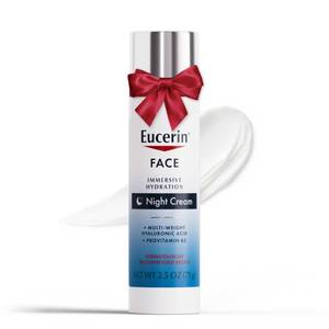 lot 10329 image: Eucerin Face Immersive Hydration Night Cream with Hyaluronic Acid and Provitamin B5, Face Moisturizer Smooths Fines Lines and Wrinkles, Holiday Gifts for Self Care, 2.5 Oz Bottle