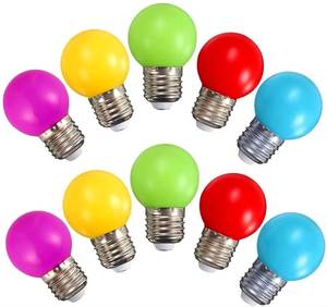 lot 10341 image: LED Colored Light Bulbs, E27 Small Light Bulb, G45 1W LED Bulb, Purple Yellow Green Red Blue for Bedroom Wedding Halloween Christmas Party Bar Mood Decoration,10 Pack