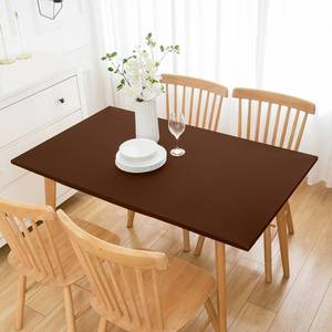 lot 10345 image: Wolkemer Fitted Rectangle Tablecloth Spandex Stretch Brown Cocktail Table Cover Elastic Edge Topper Cap for Dining Wedding Party Picnic 42 x 72 Inch