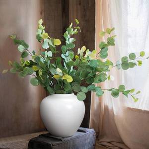 lot 11632 image: GeLive Short Round White Ceramic Vase Table Centerpiece Moon Jar Jingdezhen Handmade Pottery Vase Glossy Finish Planter Pot Waterproof for Fresh Dried Flower Home Decor Kitchen Utensil Holder