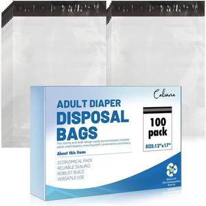 lot 11638 image: Calvana100 Pcs Extra Thick Adult Diaper Disposable Bags Odor Tight Sealing Disposal Bags Tear Resistance Adult Diaper Genie Extra Large Prevents Leakage Incontinence Disposal Bags (12 X 17 In)
