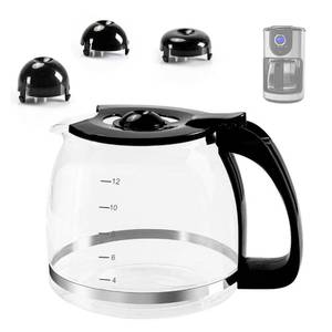 lot 11643 image: 12-Cup Glass Carafe Replacement Pot for Mr Coffee, Black & Decker, Hamilton Beach, KitchenAid, Universal Coffee Maker Carafe Pot 12 Cup- 1.8L Coffee Pot with Handle & 3 Snap-On Caps in Different Sizes