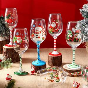 lot 11659 image: Boao Set of 12 Christmas Wine Glasses 14.9oz Festive Santa Snowman Christmas Tree Drinking Goblets Cups Painted Xmas Gift Winter Wine Glassware for Party Wedding Holiday(Red,Green,White,Cute) MISSING 2