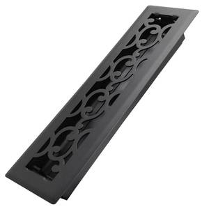 lot 12051 image: Howeall 2x12 Inches Heavy Duty Walkable Floor Register - Easy Adjust Air Supply Lever Decorative Floor Vent Covers - Savannah Design Vent Covers for Home - Antique Brass - Matte Black