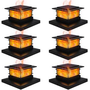 lot 12066 image: Dynaming 6 Pack Solar Post Cap Lights Outdoor with Flickering Flame Light, Fence Post Solar Lights Fit for 4x4 5x5 6x6 VinylWooden Posts, High Brightness SMD LED Lighting Decor for Garden Deck Patio