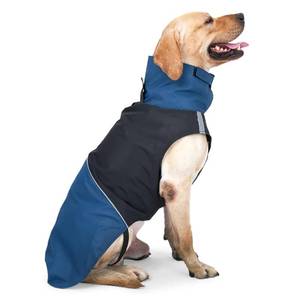 lot 12087 image: Windproof Dog Winter Jackets - Outdoor Coats for Cold Weather, Waterproof Raincoats with Leash Hole, Black Blue XL