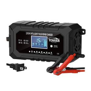 lot 12091 image: YONHAN 15-Amp Battery Charger LiFePO4 Trickle Car Battery Charger 12V 24V Fully-Automatic Smart Battery Chargers, Lead Acid Portable 9-Stage Smart Battery Maintainer with Temp Compensation(Black)
