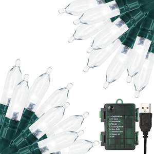 lot 12094 image: Green Convenience Christmas Lights 33ft 100 LED Battery String Lights with Timer Memory Function USB or Battery Powered Waterproof String Lights for Indoor Outdoor Decoration