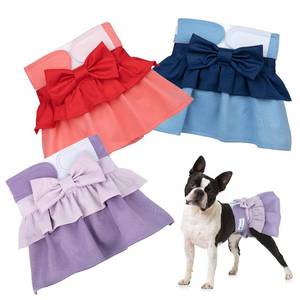 lot 12108 image: Pet Soft Female Dog Diapers - 3 Pack Washable Dress-Style Dog Diapers Female for Girl Dogs in Heat - Reusable Doggy Period Panties Puppy Diaper (Classic, XS)