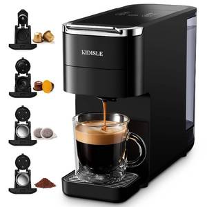 lot 13688 image: KIDISLE 20 Bar Espresso Machine, Compatible with Nespresso Original & Dolce Gusto Capsules, Ground Coffee & ESE Pods, 47.3oz Tank, One-Touch Boil, Smart Controls, Drip Tray & Storage