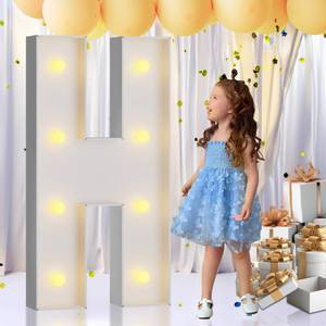 lot 13695 image: imprsv 3FT Marquee Letters, Mosaic Light Up Letters for Birthday Baby Shower Wedding Engagement Party Backdrop Decor, Large Marquee H for Party Decorations