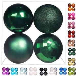 lot 13730 image: Emopeak 4Pcs Christmas Balls Ornaments for Xmas Christmas Tree - 4 Style Shatterproof Christmas Tree Decorations Hanging Ball for Holiday Wedding Party Decoration (Dark Green, 410CM)