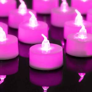 lot 14035 image: LANKER 24 Pack LED Tea Lights Candles, Steady Pink Flameless Tealights, Long Lasting Battery Operated Fake Candles, Decoration for Wedding, Halloween and Christmas (Pink - 24pcs)