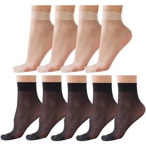 lot 14036 image: ZIHUA 9 Pairs Ankle Sheer Socks for Women 20 Denier Nylon Ladies Socks (One Size, BlackNude)