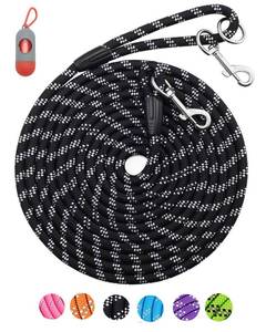 lot 14045 image: Long Dog Leash for Dog Training 20FT, Heavy Duty Dog Lead for Large Medium Small Dogs Outside Walking, Playing, Camping, or Yard, Black