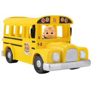 lot 14061 image: CoComelon Official Musical Yellow School Bus, Plays Clips from ��Wheels on The Bus,�� Featuring Removable JJ Figure �� Character Toys for Babies, Toddlers, and Kids