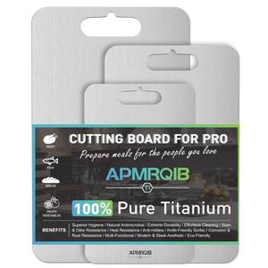 lot 14065 image: APMRQIB Titanium Cutting Board Set of 3,100% Pure Titanium Cutting Boards for Kitchen, Double Sided Non Toxic Cutting Board, Ideal Charcuterie & Chopping for Meat, Hygiene Durable Dishwashr��SML)