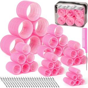 lot 14069 image: Tetutor 6 Size Hair Rollers for Women, 62 Pcs Rollers Hair Curlers for Long Medium Short Hair, Large Medium Small Self Grip Hair Rollers with 36 Rollers 24 Stainless steel Clips 1 Storage Bag