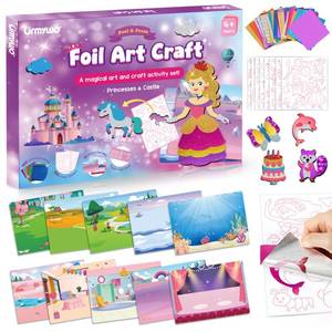 lot 14071 image: Foil Arts and Crafts for Kids Ages 4-8, No Mess Princess Fun Foil Art Craft Supplies Kits, DIY Creative Activity Coloring Books,Christmas Stocking Stuffers,Gifts for 4 5 6 7 8 9 10 Year Old Girls Boys