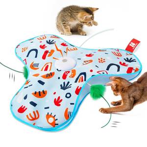 lot 14073 image: Potaroma Hide and Seek Interactive Cat Toys, Moving Concealed Wand Feather, Automatic Chargeable Indoor Kitten Exercise Kicker, Mouse Squeaky, Floral Cover