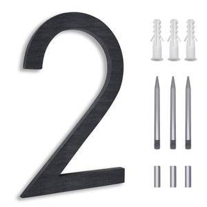 lot 14090 image: 8 Inch Floating House Numbers, Address Numbers for Outside, Metal Black Large Modern House Numbers, Door Numbers for Mount Aluminum Black Number 2