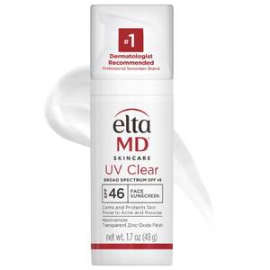 lot 14104 image: EltaMD UV Clear Face Sunscreen SPF 46, Oil Free for Face with Zinc Oxide, Dermatologist Recommended Sunscreen Lotion, For Acne-Prone Sensitive Skin, 1.7 oz Pump