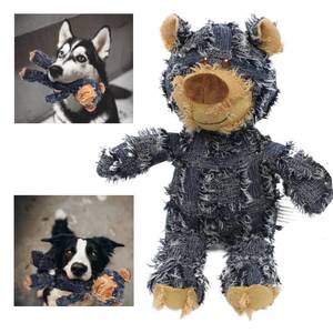 lot 14117 image: MAXBECK Dog Companion for Heavy Chewers- Indestructible Robust Bear Dog Toy, Resistant Squeaky Dog Toys for Heavy Chewers, Unbreakable Stuffed Plush Dog Toys for Aggressive Chewers (A-Navy)
