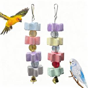 lot 14127 image: Hamiledyi 2Pieces Parrot Beak Trimmer Calcium Stone Chinchilla Grinding Teeth Lava Block Bird Beak Trim Pumice Toy Mineral Rock Chewing Toys with Bell for Conure Budgies Parakeet Hamster Rabbit