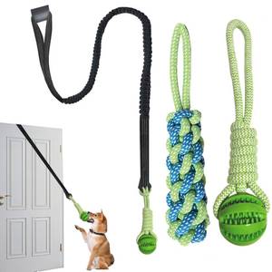 lot 14128 image: SailStart Interactive Dog Toys with IndoorsOutdoors, Tug of War Toys for Small, Medium and Large Dogs, Green Kit Includes Elastic Cord, Rubber Ball, Cotton Stick