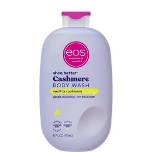 lot 14130 image: eos Shea Better Cashmere Body Wash, Vanilla Cashmere, Moisturizing, pH Balanced Body Wash, Creamy Gel Formula, Paraben & Phthalate Free, Sensitive Skin, 16 fl oz