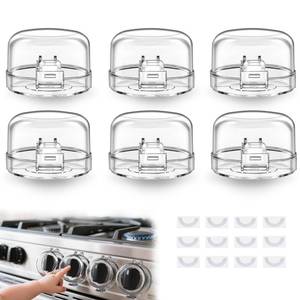 lot 14134 image: 6 Pack Stove Knob Safety Covers, Universal Size, Gas Stove knob Covers with Extra Adhesive Included, Waterproof, Oil-Resistant, and Heat-Resistant, Gas Stove Knob Covers for Child Safety and Pet