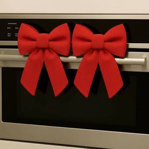 lot 14135 image: Hungdao 2 Pcs Christmas Kitchen Towels Bows Decor Christmas Decorative Dish Hand Towels Red Bows for Xmas Bathroom and Kitchen Decor