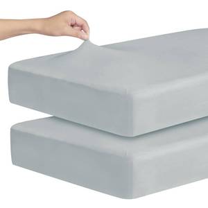 lot 14139 image: Stretchy Crib Sheets for Boys Girls, 2 Pack - Fitted Crib Sheets Neutral for Standard Crib and Toddler Bed Mattress 52 x 28, Soft and Breathable, Grey