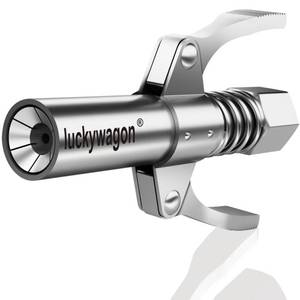 lot 14143 image: luckywagon Grease Gun Coupler Grease Gun Tips Grease Fittings, Double Handles, Quick Lock Release, High Pressure 10,000 PSI, 6 Thickened Jaws Grease Coupler, Compatible with All 18 NPT Grease Guns