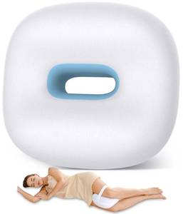 lot 14148 image: Knee Pillow for Side Sleepers, Memory Foam Leg Pillow for Side Sleeping, Between Legs Pillow for Back Hip Pain, Spine Aligning, Sciatica, Pregnancy-Under Knee Pillow with Ice Silk Cover and Strap